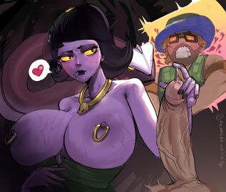 1boy 1girls brawl_stars buster_(brawl_stars) cobra_lola_(brawl_stars) cocodrile_buster crocodile_buster female lola_(brawl_stars) male nipple_piercing unknown2410p