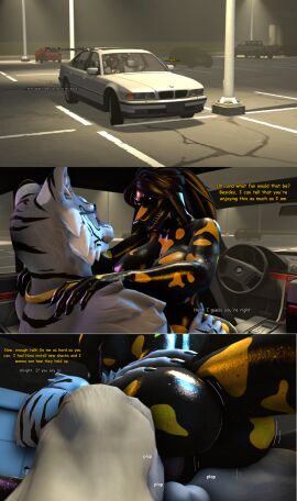 2024 3d 5_fingers absurd_res amphibian anthro anthro_on_anthro anthro_penetrated anthro_penetrating anthro_penetrating_anthro ass atoastedorange balls big_breasts black_body black_skin black_stripes blue_body blue_fur bmw bmw_e38 breasts car car_sex claws comic digital_media_(artwork) duo emi_(atoastedorange) english_text eyewear felid female female_penetrated finger_claws fingers fire_salamander fur genitals glasses hi_res humanoid_hands jewelry male male/female male_penetrating male_penetrating_female mammal markings necklace night nude nude_anthro nude_female nude_male pantherine parking_lot penetration penile penile_penetration penis penis_in_pussy petruz_(copyright) pussy salamander semi_public sex source_filmmaker_(artwork) spots spotted_body spotted_skin striped_body striped_fur stripes tail text tiger tiger_(petruz) vaginal_penetration vehicle wearing_glasses