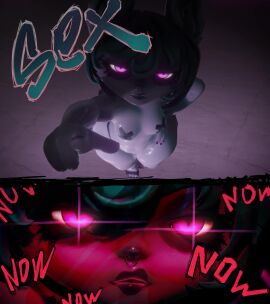 animal_ears animated blender demanding demanding_sex goopyr34 grey_body league_of_legends lipstick makeup no_sound nose_piercing painted_nails pasties piercing pointing pointing_at_viewer purple_eyes short_hair shortstack stripper tagme text vex_(league_of_legends) video yordle