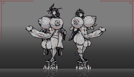 2futas abs areolae ass balls bimbo black_hair breasts candle closed_eyes curvy duo erect_nipples erect_penis erection female futa_only futanari grey_body hair_ornament highleg_panties horn huge_ass huge_balls huge_breasts huge_cock human hyper hyper_breasts hyper_penis inanimate intersex inverted_nipples kogagagachan-san_(onnagaki) long_hair navel nipples nude oc pedestal penis pixel_art reflection shiny_skin shoes shrine_maiden sibling simple_background sisters standing statue stone_body taller_female thick_thighs useless_clothing veiny_penis voluptuous wardrobe_malfunction wide_hips