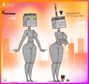 agonywelds angelsagony anthro ass breasts building buildings controversial controversy deki female male never_forget offensive sketch smaller_male taller_female tenna_(angelsagony) thick_ass thick_thighs thighs twin_towers wide_hips worldtradesisters