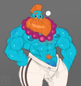 1boy abs bara beard bearded big_nipples big_penis blue_body bottomwear buff chest_hair color exposed exposed_penis grey_background hi_res lego lego_monkie_kid lowered_pants male monkie_kid muscles muscular muscular_male orange_hair pants pecs pectorals penis pubes pubic_hair revealing revealing_penis sandy_(monkie_kid) shirtless shirtless_male solo solo_focus solo_male soloemi3 soloemi_(artist) standing yaoi