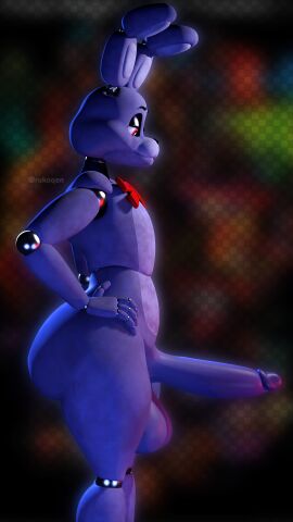 3d 3d_render ass balls big_ass big_balls big_butt big_hips big_penis bonnie_(fnaf) bunny bunny_ears femboy five_nights_at_freddy's fnaf male mishuyuu penis rabbit rukoqen solo