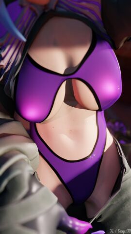 alternate_version_available big_breasts bikini_under_clothes breasts clothed clothed_female clothing female fortnite fully_clothed fully_clothed_female one-piece_swimsuit pants_down persephone persephone_(fortnite) sequ3d sfw sfw_version shiny shiny_clothes shiny_skin shirt_lift shirt_up sweater