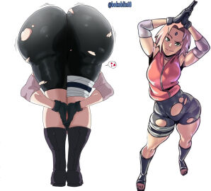 1girls ass ass_focus bokoblin18 d-art female female_only huge_ass legs naruto naruto_(series) naruto_shippuden posing praise_da_booty_(meme) sakura_haruno solo toes