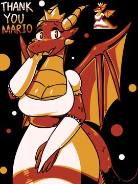 87_g0d anthro ass big_breasts breasts cleavage clothed clothing dragon dragon_peach female mario_(series) nintendo princess_peach princess_peach_sprite_redraw_(meme) princess_toadstool super_mario_bros.