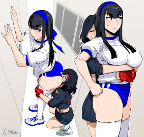 2girls ass ass_worship bakkanki big_ass big_breasts big_eyebrows bloomers blush breasts buruma facesitting female female_only hug hugging_from_behind incest kill_la_kill kiryuuin_satsuki long_hair matoi_ryuuko multiple_females multiple_girls rimming rimming_through_clothing satoriwappa senketsu sisters sports_uniform sportswear yuri