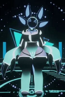 3d animated animated_gif ass big_ass big_breasts big_hands bouncing_breasts breasts clothed dancing female gif happy lusterblaze no_sound pointy_ears proxy_(lusterblaze) robot robot_girl screen_face swaying_breasts swinging_breasts tail thick_thighs