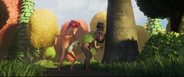 1boy 1girls 3d arm_covers_breast ass beehive beehive_on_penis bent_over black_hair breasts bubble_ass bubble_butt casual cgi completely_nude cum cum_in_object cum_inside dark-skinned_female dark_skin ejaculation female forest forest_background ginger ginger_hair human interracial jens_(spermageddon) light-skinned_male light_skin lisa_(spermageddon) looking_back looking_down male male/female naked naked_female naked_male nude nude_female nude_male nudist official_art outdoor_nudity outdoors pale_skin penis penis_in_beehive red_hair screencap screenshot spermageddon standing thick_thighs tied_hair trees