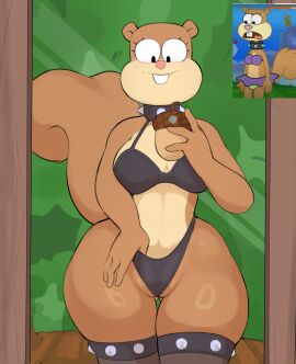 1girls bikini female furry furry_female furry_only nickelodeon sandy_cheeks selfie smile spongebob_squarepants squirrel squirrel_ears squirrel_girl squirrel_tail stockings tagme thick_thighs usnarbit