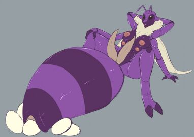 2023 2_penises 4_arms 4_breasts animal_genitalia animal_penis antennae_(anatomy) anthro arthropod arthropod_abdomen bee breasts bumble_bee_(species) digital_media_(artwork) diphallia diphallism egg egg_laying erection exoskeleton futa_sans_balls futanari genitals grey_background hand_behind_head hemipenes herm hermaphrodite hi_res hymenopteran implied_transformation insect_wings insects intersex looking_at_viewer multi_arm multi_breast multi_genitalia multi_limb multi_penis nipples penis purple_body purple_exoskeleton pussy sepisnake simple_background smile solo spread_legs spreading transformation wings