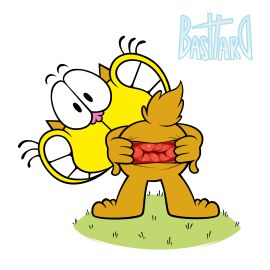 2024 absurd_res ambiguous_anthro ambiguous_gender anthro anus basttard bent_over big_anus big_head black_eyes black_whiskers blue_text detached_eyebrows domestic_cat duck_footed felid feline felis fur gaping_anus gaturro gaturro_(character) goatse grass head_tilt head_turned hi_res looking_at_viewer looking_back looking_back_at_viewer male male_(lore) mammal nude nude_anthro open_mouth orange_body orange_fur orange_tail pink_nose plant presenting presenting_anus red_anus signature simple_background smile solo spread_anus spreading standing tail teeth text whiskers white_background yellow_body yellow_fur