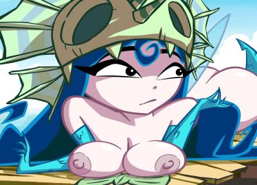 1girls annetta_fish_(rayman) ass background big_breasts big_hat blue_hair breasts close_up domnirch erect_nipples female female_only huge_breasts large_breasts long_hair lying lying_down nipples nude nude_female nymph_(rayman) opera_gloves rayman_(series) rayman_origins seductive seductive_female style_imitation suckable_nipples ubisoft wings