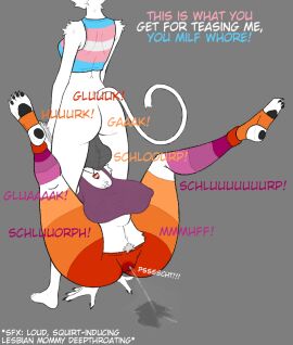 1futa 1girls anthro asphyxiation balls balls_clench big_balls breasts bushy_pubes cat_ears cat_girl cat_tail catgirl champaanimation cumming deepthroat facesitting fellatio female femdom femsub futanari incest intersex irrumatio kanny_chum_(champaanimation) lesbian_pride_colors linda_(champaanimation) milf no_background oc onomatopoeia oral_penetration oral_rape orgasm original_character paws pubic_hair pubic_hair_peek spread_legs squirting squirting_from_deepthroat squirting_from_oral straight stretching sword_swallowing_position testicles testicles_clench text third-party_edit trans_woman transgender_pride_colors uncensored yoga yoga_pants