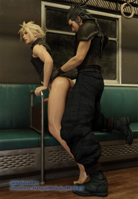 2boys 3d anal behind cloud_strife crisis_core_final_fantasy_vii dog_boy erection exhibitionism femboy final_fantasy final_fantasy_vii final_fantasy_vii_remake from_behind gay gay_sex holding inside kissing make_love making_out male male_only naked natini18art partially_clothed penetration public train voyeurism yaoi zack_fair