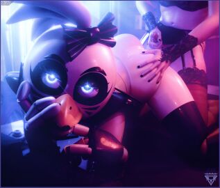 anonymous_male ass_grab crossdressing cum_in_ass ejaculation female glamrock_chica_(fnaf) hot lingerie masturbation mrcourage616