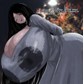1girls aerolae areola areola_slip ass big_areola big_ass big_breasts big_nipples big_thighs bigger_female black_nipples boobs_bigger_than_head breasts breasts_bigger_than_head cleavage closed_eyes_smile clothed clothed_female dark_nipples dialogue female ghost ghost_girl giantess gigantic_ass gigantic_boobs gigantic_breasts gigantic_thighs hasshaku-sama horror huge_aerola huge_aerolae huge_areola huge_ass huge_boobs huge_breasts huge_nipples huge_thighs hyper hyper_ass hyper_breasts hyper_thighs lactation_through_clothes larger_female light-skinned_female light_skin male mature mature_female mature_woman milf mommy mommy_kink monster_girl nightmare_waifu nipple_bulge nipples nipples_visible_through_clothing public_domain saggitary shorter_male size_difference smaller_male text thick_thighs thighs urban_legend
