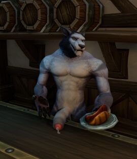3d_(artwork) absurd_res anthro blizzard_entertainment canid canine canis digital_media_(artwork) erection foreskin fur genitals green_eyes grey_body grey_fur hi_res humanoid_genitalia humanoid_penis inside male male_only mammal mythological_canine mythological_creature mythology nuber nude penis solo warcraft werecanid werecanine werecreature werewolf wolf worgen world_of_warcraft