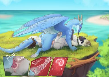 animal_genitalia animal_penis anthro anus avian beach beak blush bodily_fluids bondage bound collar cum cum_inside cumshot digital_media_(artwork) domestic_cat dominant dominant_male dragon duo ejaculation erection feathered_wings feathers feet felid feline felis female feral feral_on_feral feral_penetrated feral_penetrating feral_penetrating_feral fur genital_fluids genitals grass gryphon hair hi_res horn hybrid impregnation internal leash lying male male/female male_penetrating mammal mythological_avian mythological_creature mythological_scalie mythology on_back open_mouth orgasm orgasm_face outside pawpads penetration penile penile_penetration penis plant pussy sand scalie sea seaside sex sky skyvo smile submissive submissive_female tail toes tree vaginal_penetration water white_body white_fur wings zeph_(nightfire_zephyr)