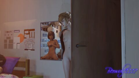 1boy 2girls 3d bed beowulf1117 blue_eyes breasts brown_hair brunette caught caught_in_the_act covering_breasts cowgirl_position creampie cum cum_in_pussy cum_inside door doorway faceless_male female human imminent_threesome joining_in kate_marsh life_is_strange light-skinned_female light-skinned_male light_skin male max_caulfield mirror mirror_reflection nakadashi nipples nude petite pubic_hair pussy sex small_breasts straight surprised teenage_female teenager undressing vaginal_penetration vaginal_sex walked_in_on