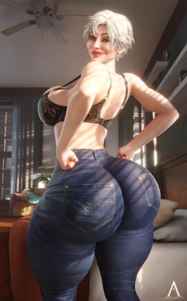 amazonium bra enormous_ass enormous_breasts enormous_butt enormous_thighs giant_ass giant_breasts may_parker tight_clothes tight_clothing tight_jeans tight_pants