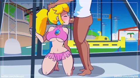 1boy 1girls animated barefoot becoming_erect big_breasts big_penis blinking blonde_hair blue_eyes blush bottomless_male bouncing_breasts breasts brooch correction crown dark-skinned_male dark_skin deepthroat erection face_fucking fellatio female flaccid flaccid_penis foreskin foreskin_folds fully_retracted_foreskin hi_res high_ponytail instant_erection irrumatio isle_delfino_animation_(minus8) jiggling_breasts kneeling large_breasts large_penis male mario_(series) miniskirt minus8 minus8_(character) navel nintendo oral penis penis_awe pink_bikini princess princess_peach retracted_foreskin ricco_harbor skirt sound sphere_earrings straight super_mario_sunshine tagme uncensored uncircumcised uncircumcised_penis uncut underboob video