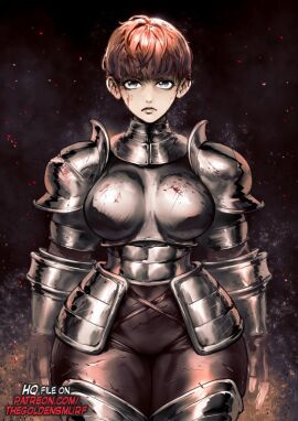 1girls 2d alternate_version_available armor ass ass_bigger_than_head big_ass big_breasts blonde_hair breasts brown_eyes clothing color d'arce fear_and_hunger female female_focus female_knight female_only front_view high_resolution knight looking_at_viewer paid_reward panties patreon_username solo solo_female thegoldensmurf thick_thighs tomboy very_high_resolution wide_hips