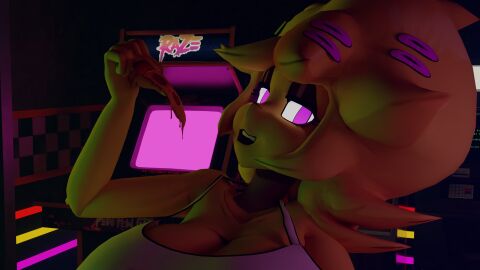 1girls 3d cally3d chica_(cally3d) chica_(fnaf) chiku chiku_(cryptia) clazzey cryptiacurves fazclaire's_nightclub female female_only five_nights_at_freddy's food fredina's_nightclub holding holding_food holding_pizza looking_at_viewer open_mouth open_smile pizaa smile sobbysloth solo solo_female