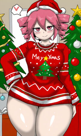 1girls ai_generated blush blushing blushing_at_viewer blushing_female breasts christmas christmas_clothing christmas_decorations christmas_outfit christmas_present christmas_sweater christmas_tree chubby chubby_female chubby_hips chubby_legs chubby_thighs enigi09_(ai_style) fat_hips fat_thighs fuck_me_eyes gift hand_on_hip heart_symbol hips horny horny_face horny_female horny_girl inviting inviting_to_fuck inviting_to_sex kasane_teto kasane_teto_(sv) legs merry_chrisrmas no_panties no_pants present santa_hat seducing seducing_viewer seductive seductive_eyes sexy sexy_pose smiling smiling_at_viewer sweater sweater_only teto thighs thighs_together titties utau vocaloid wants_to_be_fucked wants_to_fuck