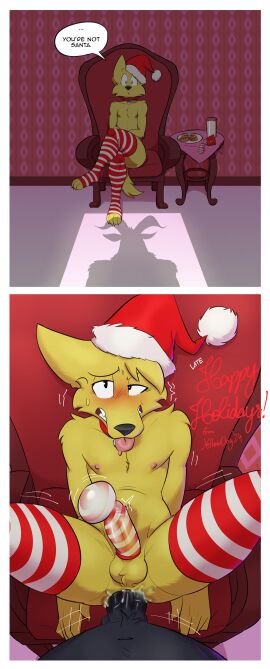 absurd_res anal anal_sex anthro anthro_on_anthro anthro_penetrated anthro_penetrating anthro_penetrating_anthro artbyyellowdog ass bodily_fluids bovid candy canid canine canis caprine caprine_demon chair chocolate chocolate_chip_cookie chocolate_chips christmas christmas_clothing christmas_headwear clothing collar comic condom cookie crossed_legs cum cum_in_ass cum_inside cum_while_penetrated demon dessert domestic_dog duo erection filled_condom first_person_view food fur furniture genital_fluids genitals glass glass_of_milk goat_demon hat headgear headwear hi_res holidays krampus legwear male male/male male_penetrated male_penetrating male_penetrating_male male_pov mammal milk on_chair pattern_clothing pattern_legwear pattern_stockings penetration penile penile_penetration penis penis_in_ass roger_(artbyyellowdog) santa_hat sex sexual_barrier_device sitting sitting_on_chair stockings striped_clothing striped_legwear striped_stockings stripes yellow_body yellow_fur