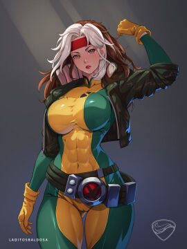 1girls abs belt big_breasts breasts brown_eyes brown_hair clothed clothing color female female_focus female_only fit fit_female gloves hi_res jacket laditosbaldosa large_breasts light-skinned_female light_skin long_hair looking_at_viewer marvel marvel_comics muscles muscular muscular_female pussy pussy_visible_through_clothes rogue_(x-men) solo solo_female superheroine tagme thick_thighs x-men