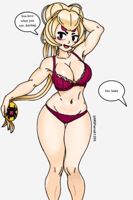 1girls bra brawl_stars charlie_(brawl_stars) female panties solo solo_female tagme yellow_hair