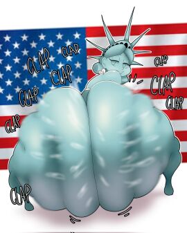 1girls 4th_of_july american_flag ass ass_bigger_than_head ass_focus back_view badonkadonks big_ass big_butt booty bottom_heavy bubble_butt clap clapping_ass clapping_butt clapping_buttocks clapping_cheeks crown dripping enormous_ass fat_ass fat_butt female from_behind giant_ass heavy_ass huge_ass hyper_ass lady_liberty large_ass looking_at_viewer looking_back massive_ass medium_hair ponytail rear_view shaking shaking_ass shaking_butt smile smiling_at_viewer smug smug_face sound_effects squatting statue statue_of_liberty sweat tansau's_lady_liberty thedeathcrow05 thick_thighs throwing_it_back thunder_thighs twerking twerking_at_viewer venus_body voluptuous voluptuous_female well_endowed wide_hips