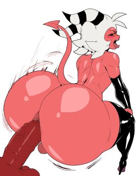 2boys anal anal_penetration anal_sex anus armwear ass balls big_ass big_penis bubble_ass bubble_butt demon fat_ass femboy gay gay_sex hands_on_knees heels helluva_boss high_heel_boots high_heels huge_ass imp large_ass legwear looking_at_partner looking_back male male_only massive_ass moxxie_(helluva_boss) nude nude_male penis power_bottom red_skin reverse_cowgirl_position shoes tail thecon thick_ass thick_thighs thigh_boots tongue tongue_out white_hair wide_hips yaoi