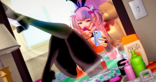 1girls 3d areolae ass bed bedroom big_ass big_breasts breasts bunny_ears bunnysuit condom condom_in_mouth condom_wrapper dark-skinned_female dark_skin deluxe_rosie demon demon_girl demon_horns detached_sleeves earrings female female_only higher_resolution_duplicate horns ironmouse large_breasts leaning_back long_hair mirror mirror_reflection mirror_selfie multicolored_hair naughty_face nipples no_bra no_panties partially_clothed peace_sign phone pink_eyes pink_hair pink_nails pointy_ears purple_hair pussy revealing_clothes reverse_bunnysuit selfie shoes sitting sitting_on_bed solo solo_female thick_thighs tight_clothing tights twintails virtual_youtuber vshojo vtuber