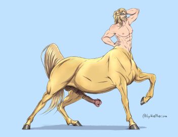 animal_genitalia_on_humanoid balls beard big_penis boner centaur erection facial_hair glasses horsecock horsecock_on_humanoid lykostherium male male_only nude penis solo solo_male taur