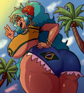 1girls ass ass_focus background big_ass big_breasts big_thighs blue_hair brazil brazilian brazilian_female brazilian_miku breasts cute cyan_eyes cyan_hair dark-skinned_female dark_skin dressed fat_ass female female_only gigantic_ass gigantic_breasts gigantic_thighs hatsune_miku huge_ass huge_breasts huge_thighs latin_american_hatsune_miku_(meme) long_hair looking_at_viewer shirt shorts solo sweat tagme tan tan_body tan_lines tannerocean_(artist) thick_clothes thick_hips thick_thighs thighs twintails vocaloid yellow_shirt