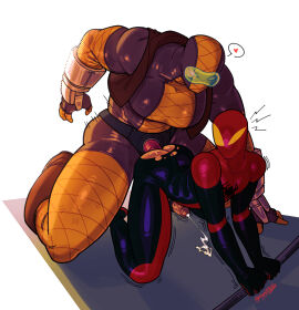 1boy 1girls anal assertive_female big_breasts bodysuit breasts cock_ring costume cum cumming cumming_from_anal_sex female femdom male male_penetrated marvel marvel_comics muscular muscular_female original original_character pegging penis rule_63 shocker_(marvel) spider-man_(series) spider_sense spidersona strap-on strapon superhero supervillainess tagme twink veiny_penis verski7 villainess