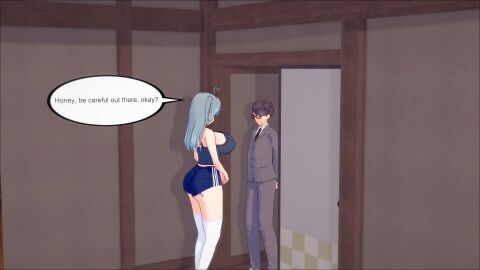 big_ass big_breasts big_butt big_penis black_body black_penis blue_hair cuckold doggy_style domination glamixxx koikatsu milf minishorts missionary_position netorare ntr tagme video