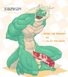 anthro bara big_penis boner devince dragon erection genital_slit male male_only muscles muscular nude penis scalie solo solo_male speech_bubble yaoi