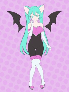 2025 2d animal_ears blue_eyes blue_hair breasts eyelashes female female_only girly gloves hatsune_miku rouge_the_bat_(cosplay) sexy skinny tails thin_waist tight_clothing tnkii waist