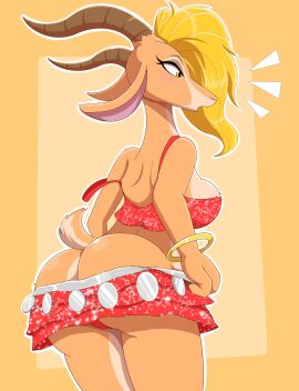 1girls 2023 2023s 2d 2d_(artwork) 2d_artwork antelope anthro anthro_female anthrofied ass blonde blonde-haired_female blonde_female blonde_hair bottomwear bovid bovine bracelet breasts clothed clothing clothing_pull dancewear digital_art digital_drawing digital_drawing_(artwork) digital_media digital_media_(artwork) digital_painting digital_painting_(artwork) disney eyelashes female female_anthro female_focus female_only fur furry furry_female gazelle gazelle_(zootopia) hi_res horn jewelry looking_away mammal off_shoulder pulling_down_skirt red_clothing red_skirt scut_tail short_tail simple_background skirt solo solo_female solo_focus tail topwear wide_hips yellow_eyes zebra10045 zootopia