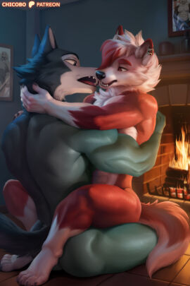 2024 4_toes anthro anthro_on_anthro anthro_penetrated anthro_penetrating anthro_penetrating_anthro ass beastars big_ass big_butt black_claws black_eyes black_nose canid canine canis chicobo claws detailed_background duo feet fire fireplace from_front_position fur gloves_(marking) grey_body grey_fur hair half-closed_eyes hi_res hug inside leg_markings legoshi_(beastars) lotus_position male male/male male_penetrated male_penetrating male_penetrating_male mammal markings muscular muscular_anthro muscular_male narrowed_eyes on_ground on_lap penetration red_body red_eyes red_fur red_hair roxas_(projektrox) sex sitting socks_(marking) thick_thighs toe_claws toes white_body white_fur white_hair wolf