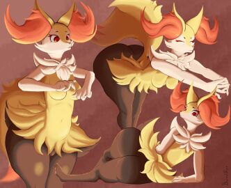 absurd_res anthro ass barnofnyra big_ass big_butt braixen canid canine digital_drawing_(artwork) digital_media_(artwork) female fox fur generation_6_pokemon genitals hi_res huge_ass huge_butt huge_ears huge_thighs inner_ear_fluff mammal nintendo nude pokemon pokemon_(species) pussy solo tail thick_thighs tuft vaginal_penetration yellow_body yellow_fur