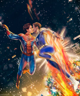 1boy 2boys actor artist_name celebrity fantastic_four:_first_steps flexing gay horny human_torch johnny_storm joseph_quinn kissing leafiart light-skinned_male light_skin male male_kissing_male male_only marvel marvel_cinematic_universe marvel_comics muscle_arms muscles muscular muscular_male peter_parker pose romantic spider-man_(tom_holland) spiderman tom_holland tough_guy underwear underwear_only undressing