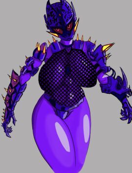 armor bog breasts female oc original original_character purple_skin red_eyes