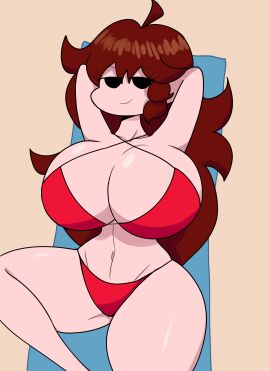 1girls beach big_breasts bikini bra breasts female female_only friday_night_funkin full_comfort girlfriend_(friday_night_funkin) tagme thick_thighs