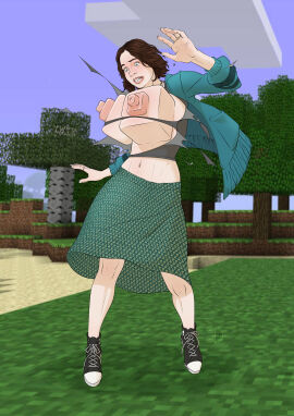 a_minecraft_movie belly body_modification breast_expansion breast_growth breast_growth_(enlargement) breasts breasts_out brunette_hair celebrity cubic_breasts emma_myers female female_focus female_only minecraft minecraft_background natalie_(a_minecraft_movie) polygonal_breast real_person shredded_clothes surprised surprised_expression tittydispenser torn_clothes torn_clothing torn_shirt transformation what