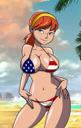 1girls american_flag american_flag_bikini april_o'neil april_o'neil_(tmnt_2012) beach big_breasts bikini blue_eyes breasts busty cleavage commission female freckles grimphantom hourglass_figure large_breasts navel nickelodeon orange-haired_female orange_hair orange_hair_female pose posing red_hair redhead sensual smile solo teenage_mutant_ninja_turtles teenage_mutant_ninja_turtles_(2012) teenager tmnt tmnt_2012 voluptuous