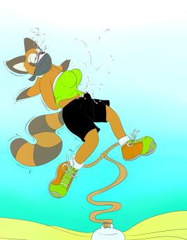 1futa air_bubbles anthro aquaphilia arms_behind_back asphyxiation ball_and_chain big_breasts bondage breasts bubbles bulge clothed cum cum_in_water cum_through_clothes death deathgasm drowned drowning ejaculation erect_nipples fetish furry futa_death futanari gagged handsfree_ejaculation intersex kitsu_(artist) marine_the_raccoon navel nipple_bulge nipples ocean raccoon sea sega shoes shorts solo sonic_(series) sonic_the_hedgehog_(series) underwater water wet.